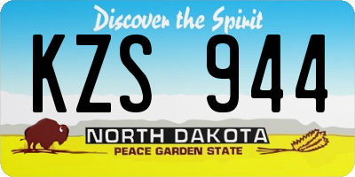 ND license plate KZS944