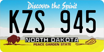 ND license plate KZS945