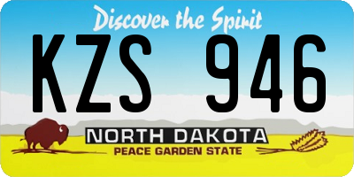 ND license plate KZS946