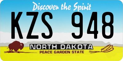 ND license plate KZS948