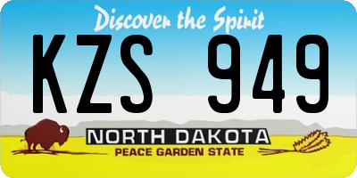 ND license plate KZS949
