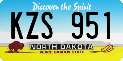 ND license plate KZS951