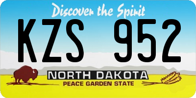 ND license plate KZS952