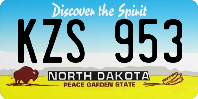 ND license plate KZS953