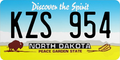 ND license plate KZS954