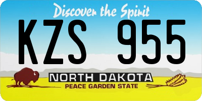 ND license plate KZS955