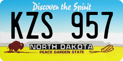 ND license plate KZS957