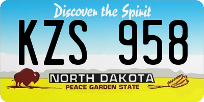ND license plate KZS958