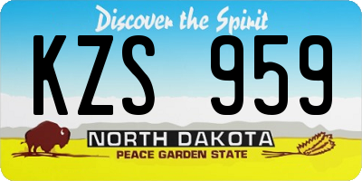 ND license plate KZS959