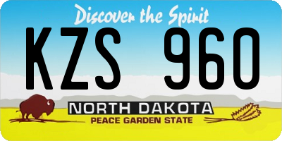 ND license plate KZS960