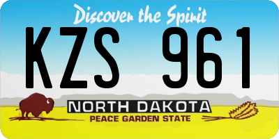 ND license plate KZS961