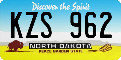 ND license plate KZS962