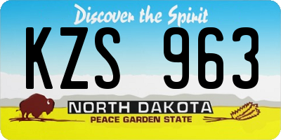 ND license plate KZS963