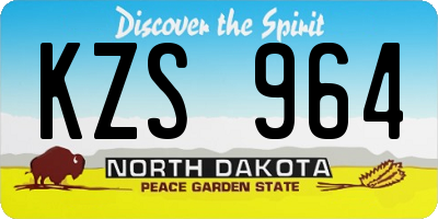 ND license plate KZS964