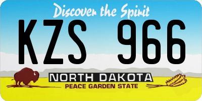 ND license plate KZS966