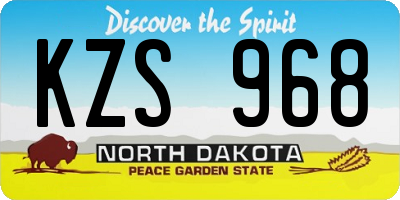 ND license plate KZS968