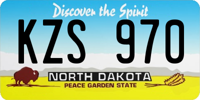 ND license plate KZS970