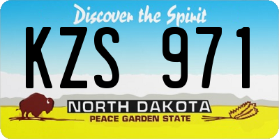 ND license plate KZS971