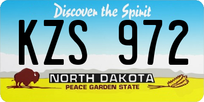 ND license plate KZS972