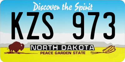 ND license plate KZS973