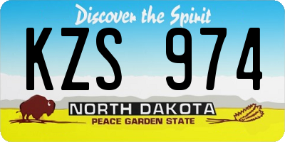 ND license plate KZS974