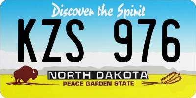 ND license plate KZS976