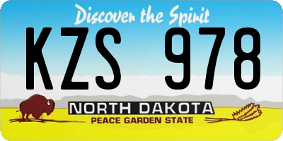 ND license plate KZS978