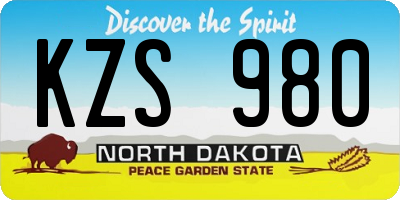 ND license plate KZS980