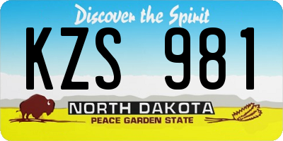 ND license plate KZS981