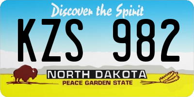 ND license plate KZS982