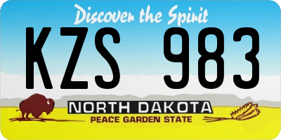 ND license plate KZS983