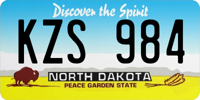 ND license plate KZS984