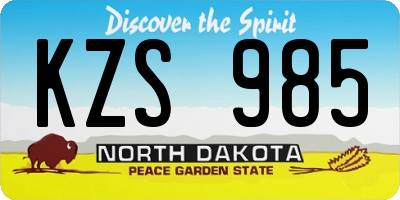 ND license plate KZS985