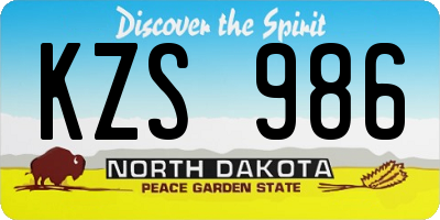 ND license plate KZS986