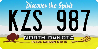 ND license plate KZS987