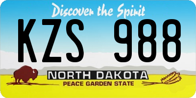 ND license plate KZS988