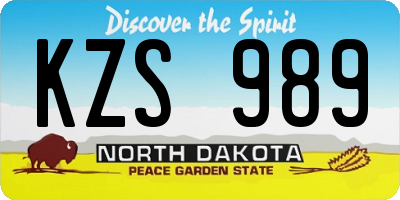 ND license plate KZS989