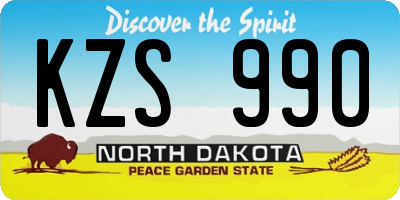 ND license plate KZS990