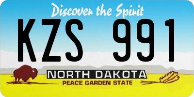 ND license plate KZS991