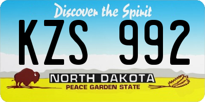 ND license plate KZS992