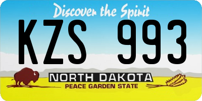 ND license plate KZS993