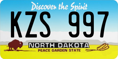 ND license plate KZS997