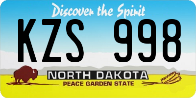 ND license plate KZS998