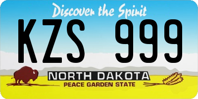 ND license plate KZS999