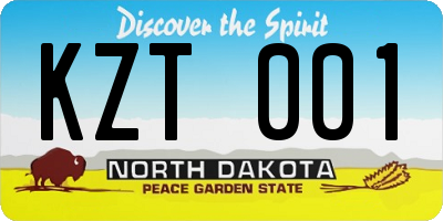 ND license plate KZT001