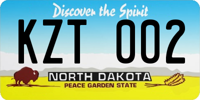 ND license plate KZT002