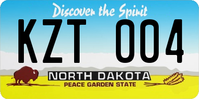 ND license plate KZT004