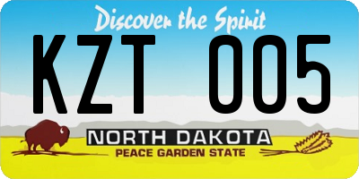 ND license plate KZT005