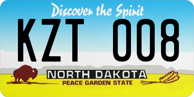 ND license plate KZT008
