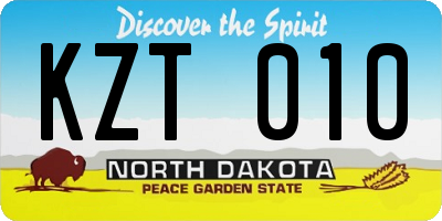 ND license plate KZT010